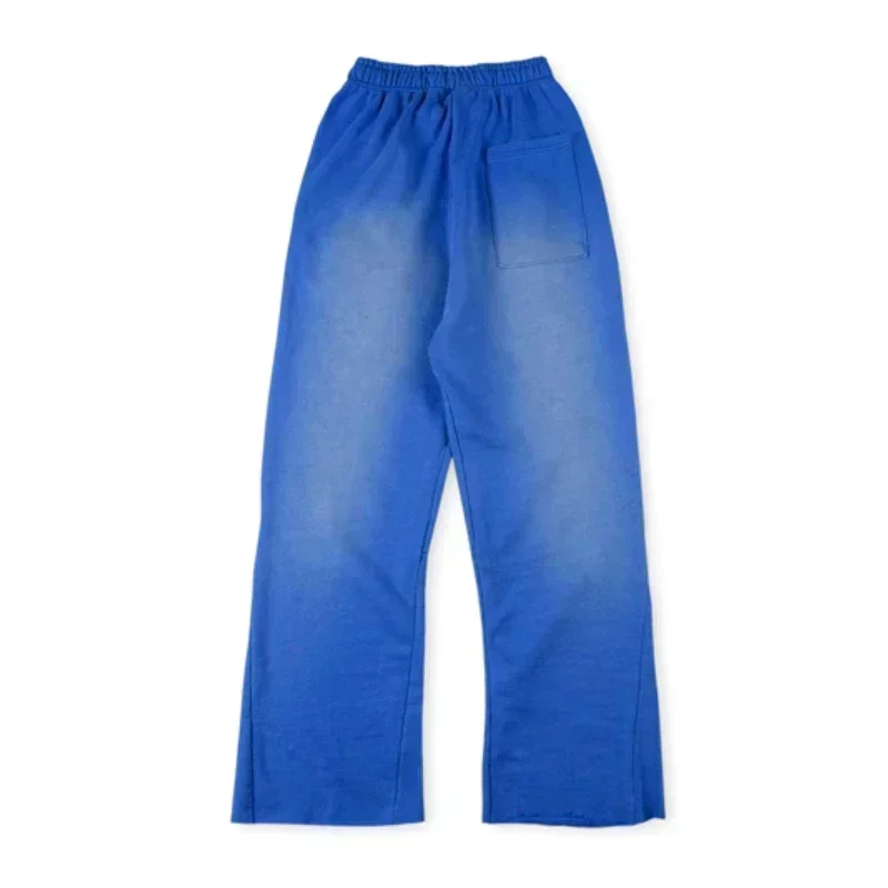 Blue Washed Casual Pants Pure Cotton Foam Printing Men Women 1:1 High Quality Oversized Pants