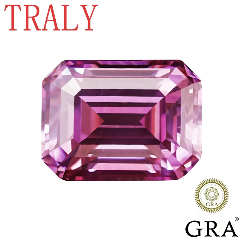 

Pink Mosonite Bare Stone Emerald Cut from 1Ct to 10Ct D Color VVS Tested by Tester. Equipped with GRA Certificate