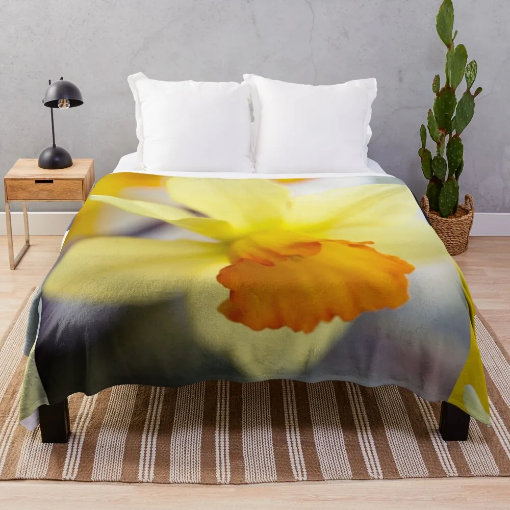 One in a Bunch of Bright, Beautiful Daffodils Throw Blanket halloween Furry wednesday Blankets