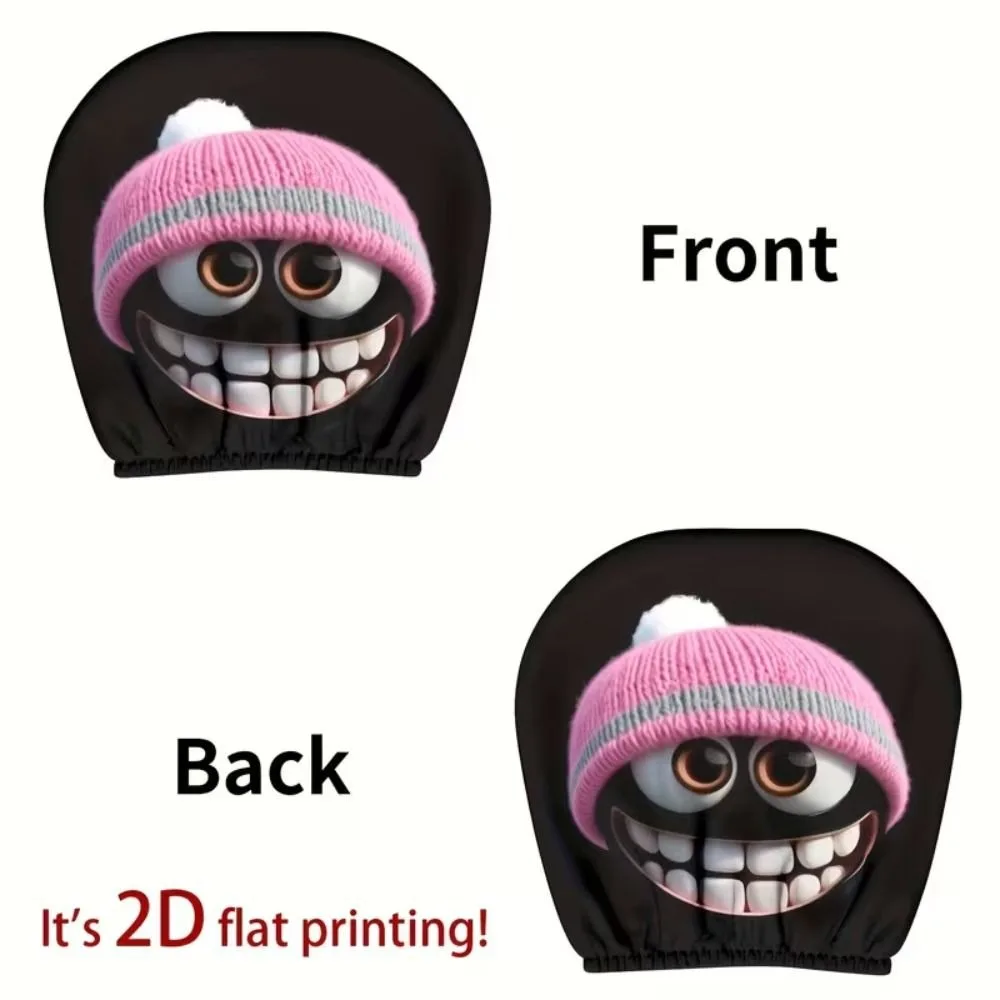 2PCS Cartoon Car Headrest Covers Exaggerated Cool Decorations Car Pillowcase Washable Soft Comfortable Car Seat Headcover