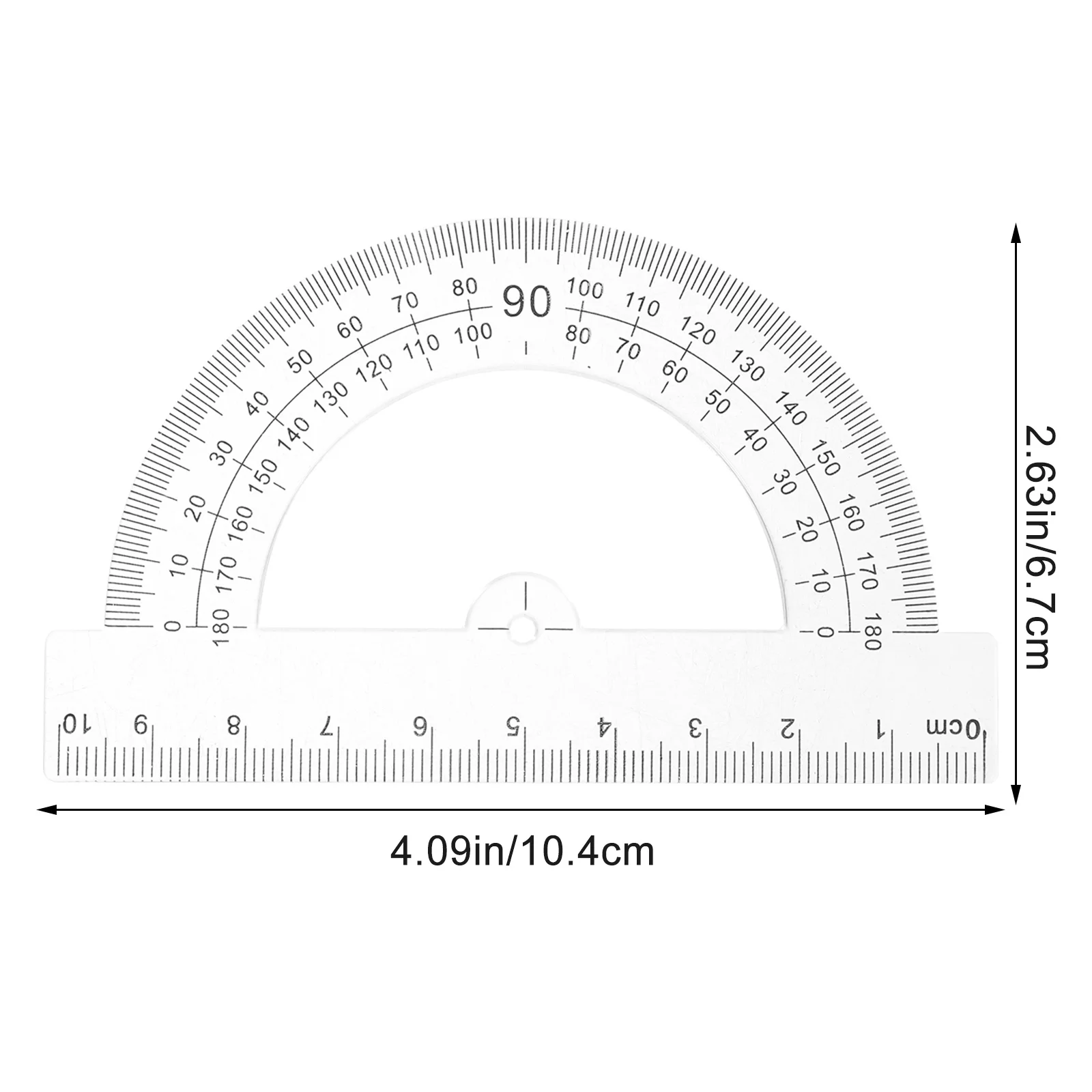 10Pcs Half Circle Plastic Protractors Lightweight Portable Measuring Tool for School Student Classroom Drafting