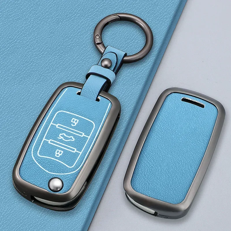 Для Baojun 310 510 560 630 730 из сплава, кожаный автомобильный складной флип-чехол с 3 кнопками, чехол для ключей, брелок, сумка, держатель, брелок, протектор