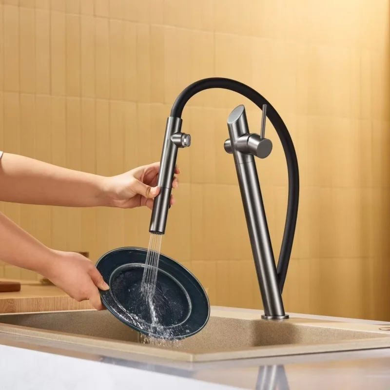 

Tuqiu New Sink Faucet Kitchen Tap Hot and Cold Functions Brass Rotation Pull Down Decked Single Lever Sink Mixer New