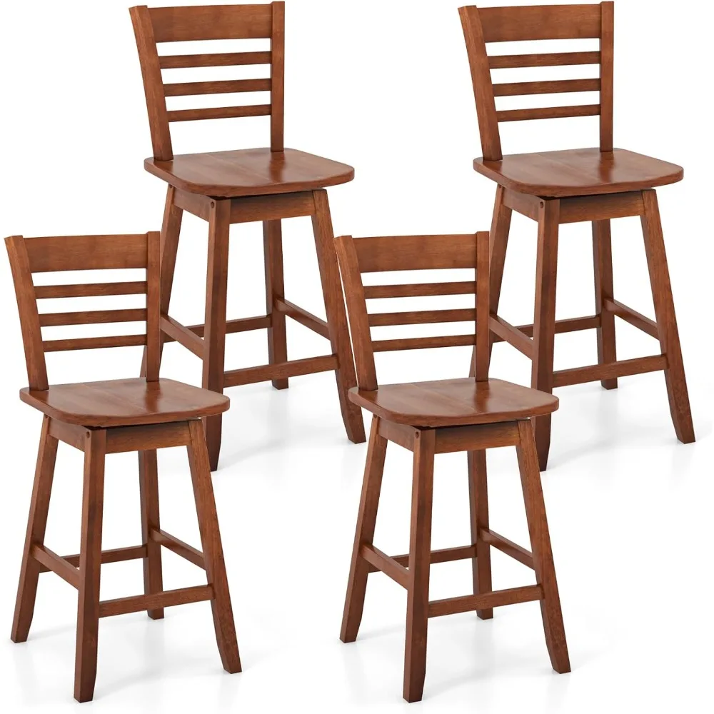 

Bar Stools Set of 4, 24.5 Inch Swivel Counter Height Bar Chairs with Hollow Backrest & Contoured Seat, with Footrest for Kitchen