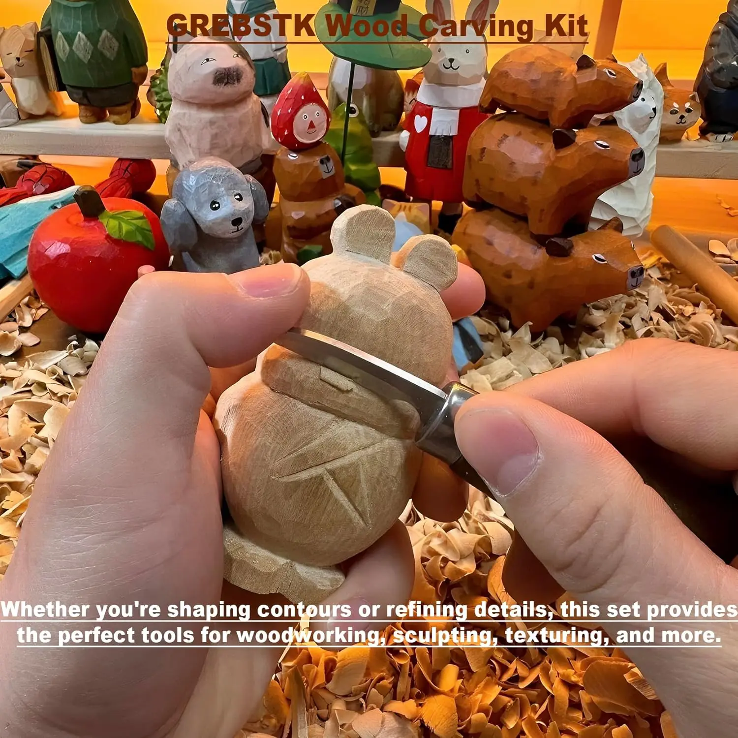 مجموعة سكاكين نحت يدوية - نحت اليقطين/ملعقة خشبية/نحت، للمبتدئين والمحترفين، هدية عيد الميلاد/عيد الأطفال