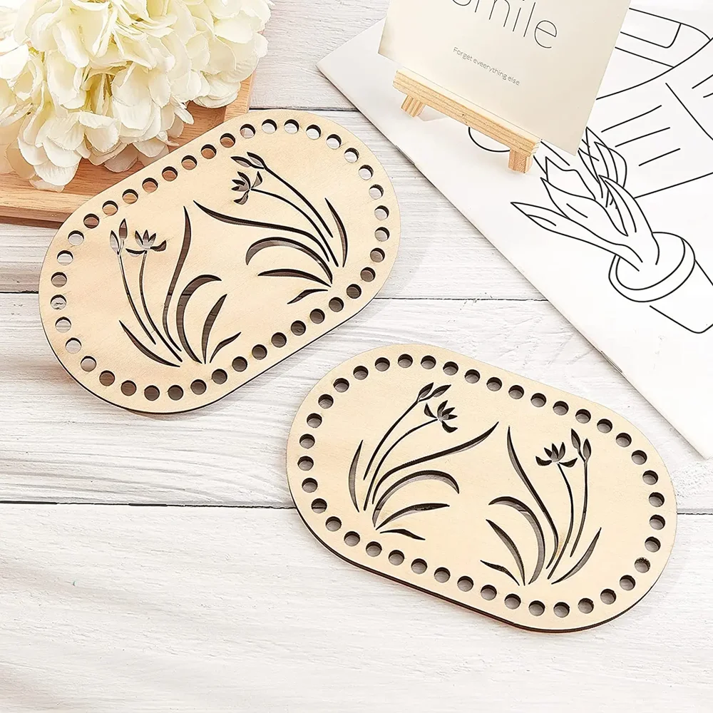 

2 шт. Корзина из натурального дерева с дном, корзина для вязания крючком, деревянная основа своими руками, принадлежности для ткани, поделки, домашний декор,