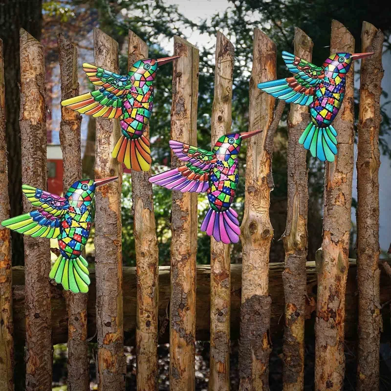 Iron Art Hummingbird Hardware Handicraft Pendant Metal Wall Art Decor Garden Decoration Home Decor Wall Art Hang Fence Farmhouse