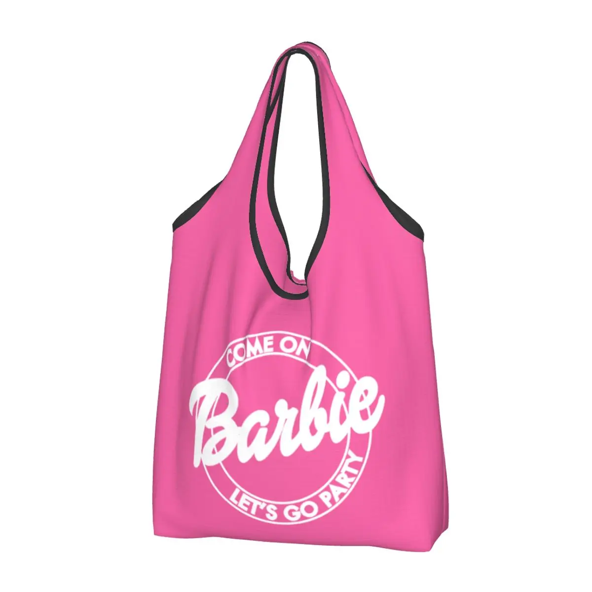 Large Reusable Come On Barbie Let's Go Party Girl Grocery Bags Recycle Foldable Shopping Eco-Friendly Bag Washable Waterproof