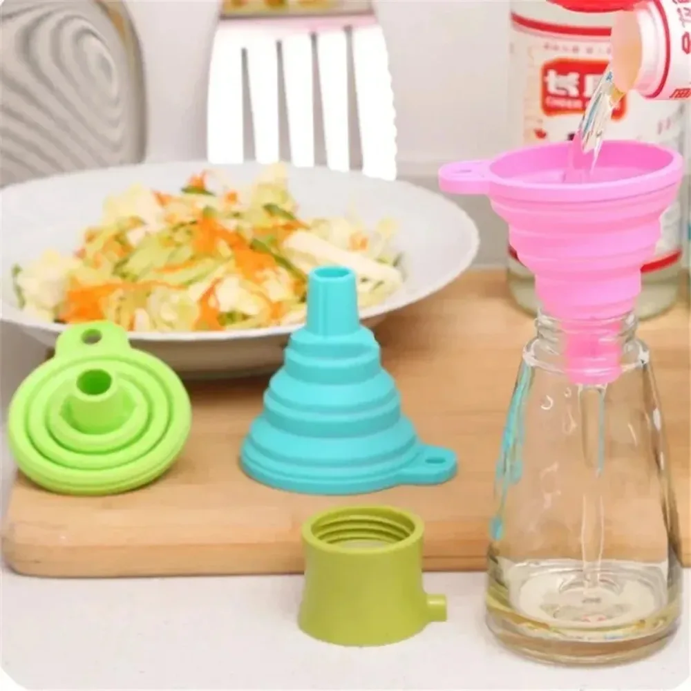 10pcs Foldable Silicone Kitchen Funnel Set – Collapsible Leak-Proof Filler, Uses for Oil Vinegar Water Bottles & Liquid Transfer