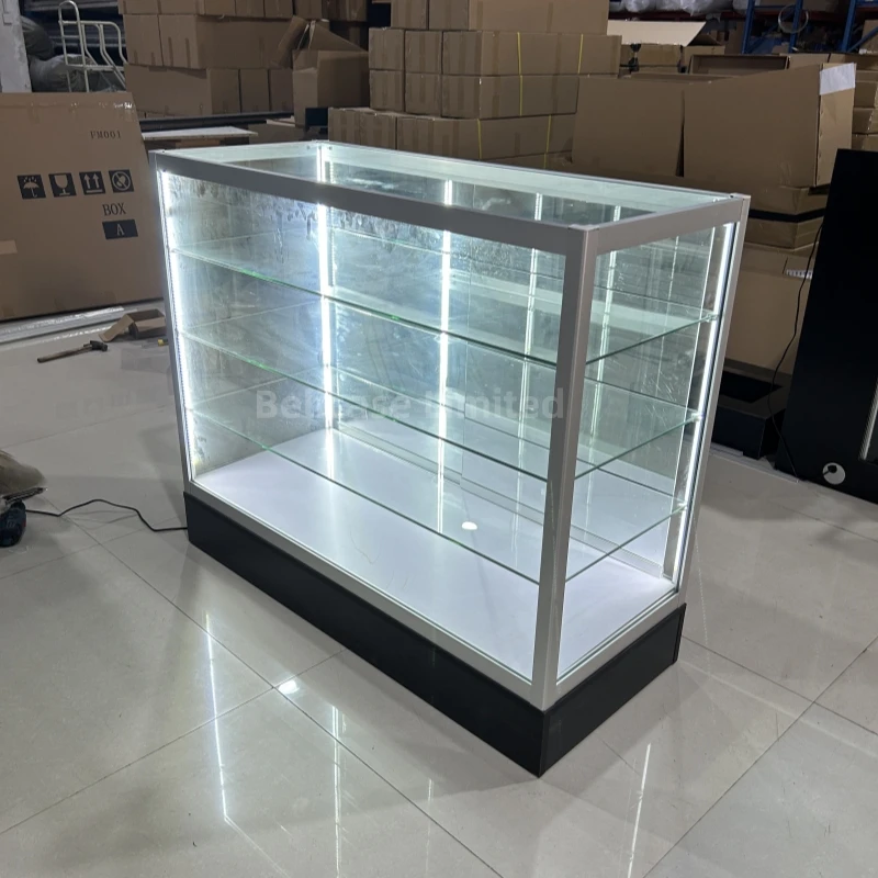 

Custom, wholesales standing display glass showcase with drawing or materials