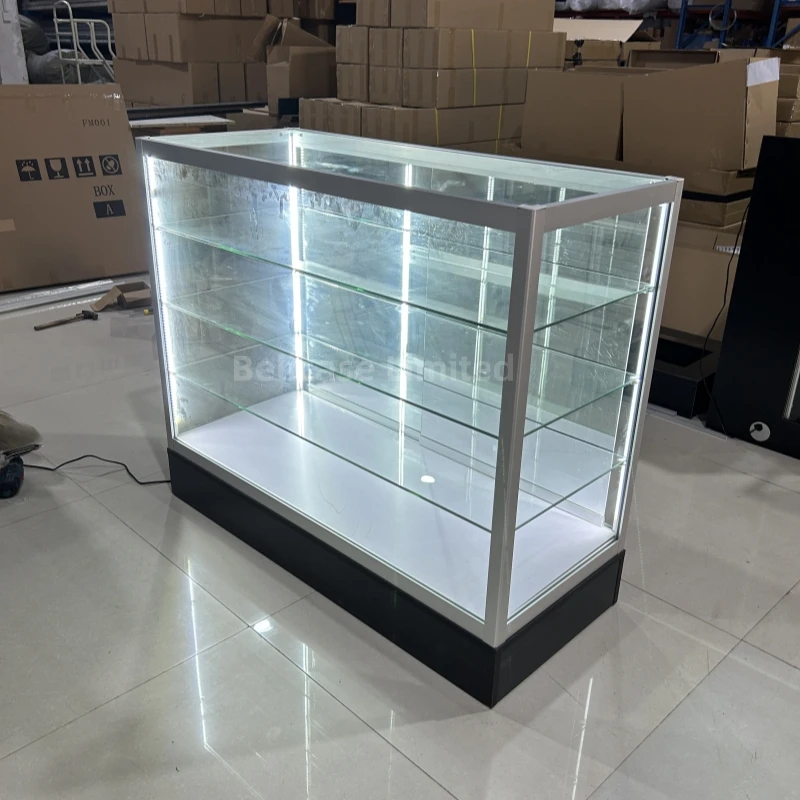 Standing Display Glass Showcase, Desenho ou Materiais, Personalizado, Atacado