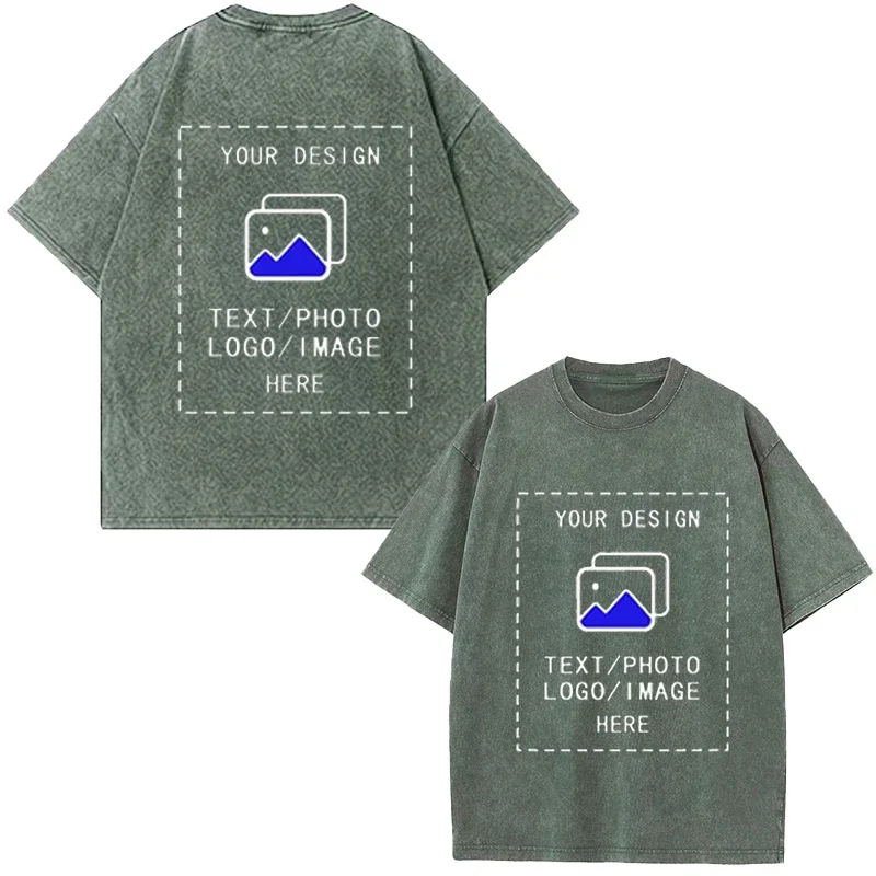 Vintage Loose T-shirt Men's Customized T-Shirt 100% Cotton Washed Style Team Gathering Gym Workout Fashion Street Daily Fit view 2