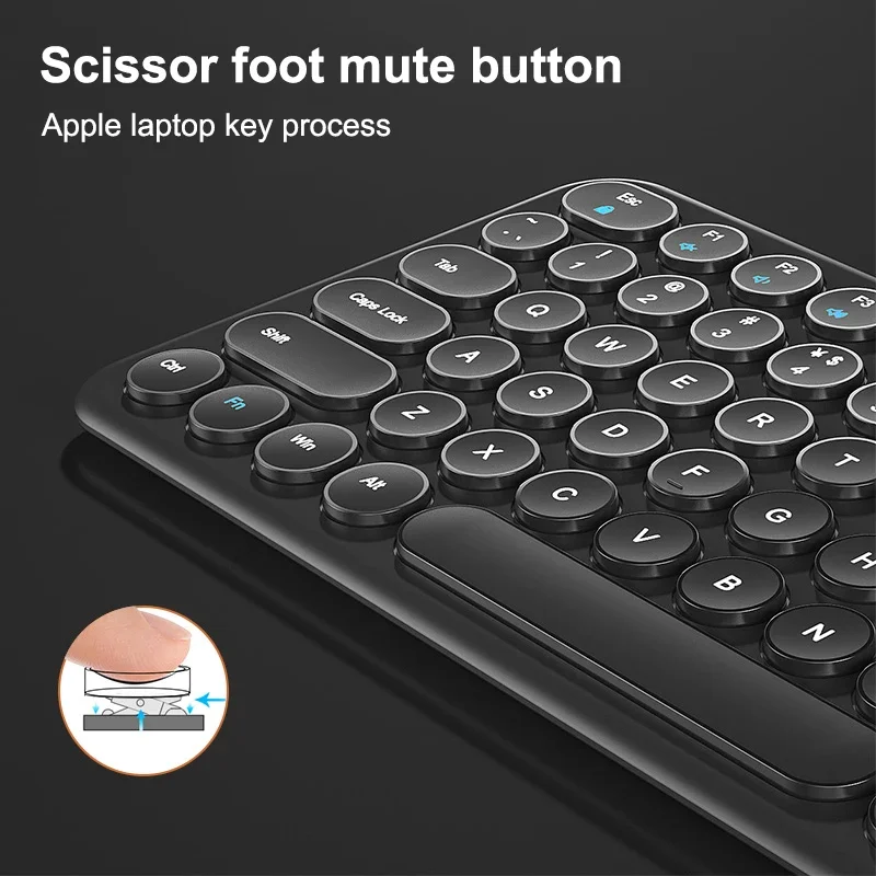 Imagem -03 - Teclado e Mouse Silenciosos sem Fio para Jogos Keycap Redondo Macbook pc Gamer Computer Laptop 2.4g