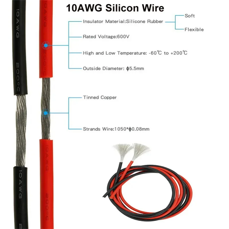 XT90 to O-Ring Terminal Cable XT90H Male and Female to O-Ring Connector Cable with (1m~10m )12AWG 10AWG Silicone Wire
