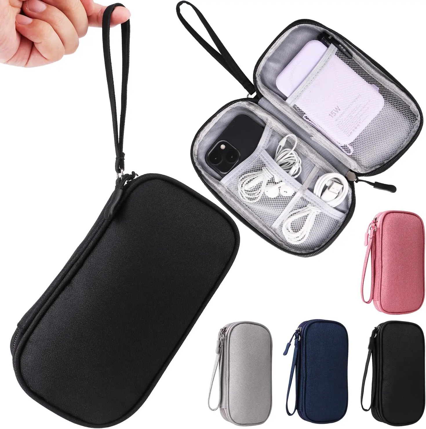 Data Cable Storage Bag Waterproof Travel Organizer Bag Portable Carry Case Double Layers Storage Bag for Cable Cord USB Charger