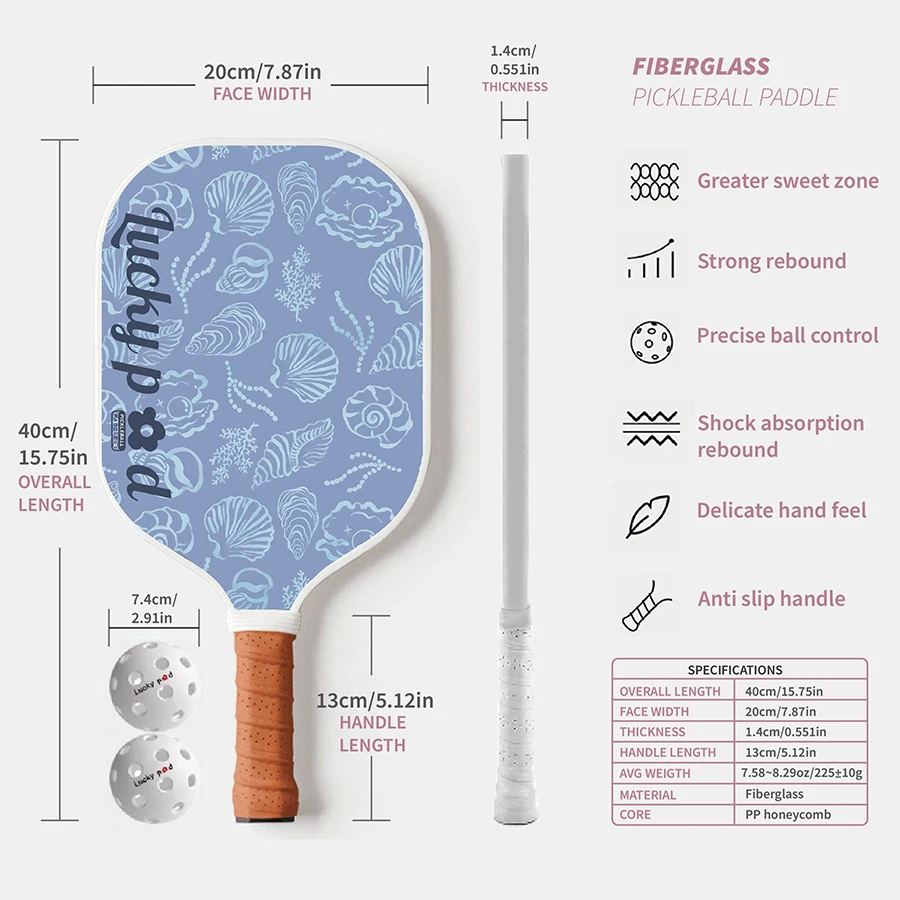 Pickleball Paddle Set with 2 Balls Trendy Pattern Pickleball Paddle Set Lightweight Pickleball Racket for Adults & Beginners