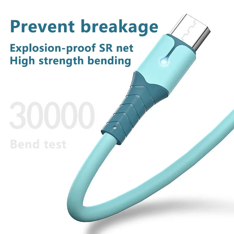 2026 NEW Liquid Silicone With Light Data Cable For Android TYPE-C Xiaomi Samsung Huawei Mobile Phone Super Fast Charger Cable