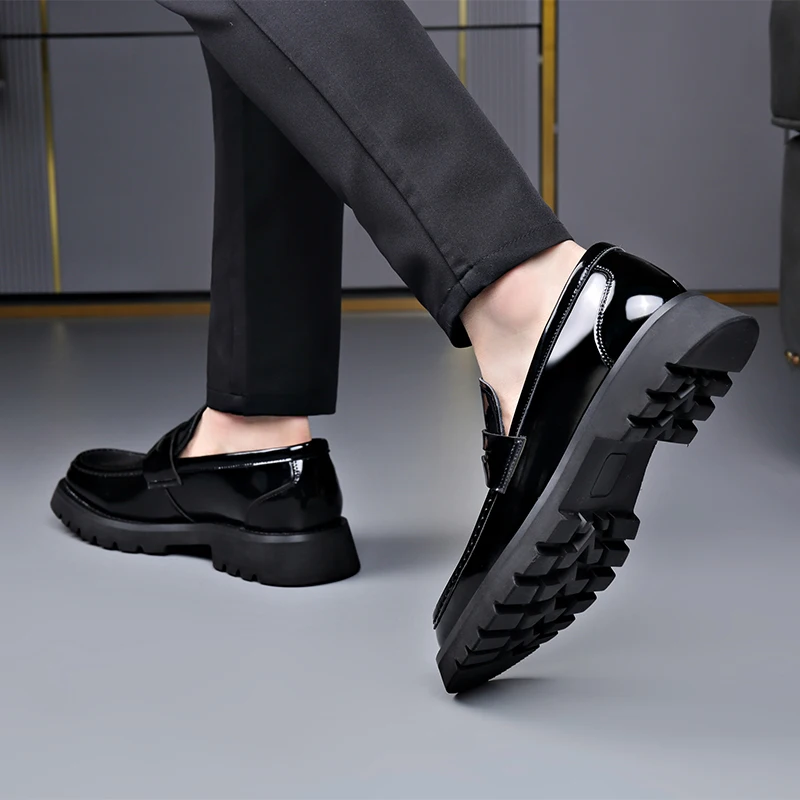 Premium Bean Shoes Men's Genuine Leather Breathable Soft Sole One Step Driving Shoes Large 46 Leather Shoes Men's Black