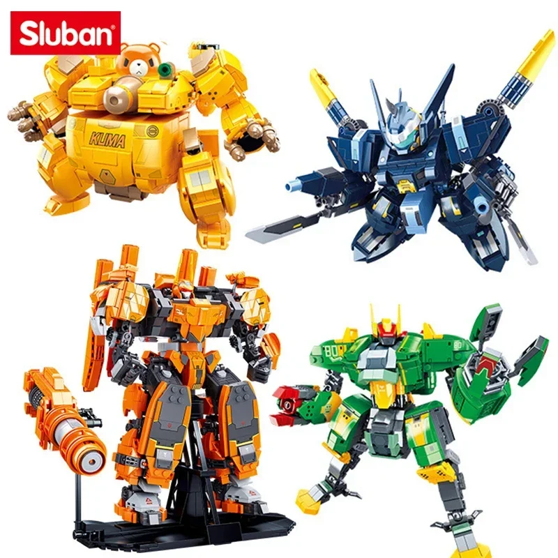 Sluban Mobile City Mech  Warrior Alpha Robot Model Building Blocks High-tech Figures Assembling DIY Educational Bricks Toys Boys