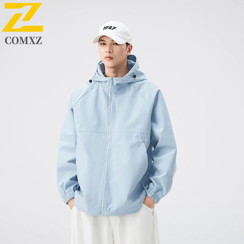 

Men's Jacket 2025 New Spring Hooded Minimalist Windproof Waterproof Coat Outdoor Hiking Casual Lightweight Breathable Jackets