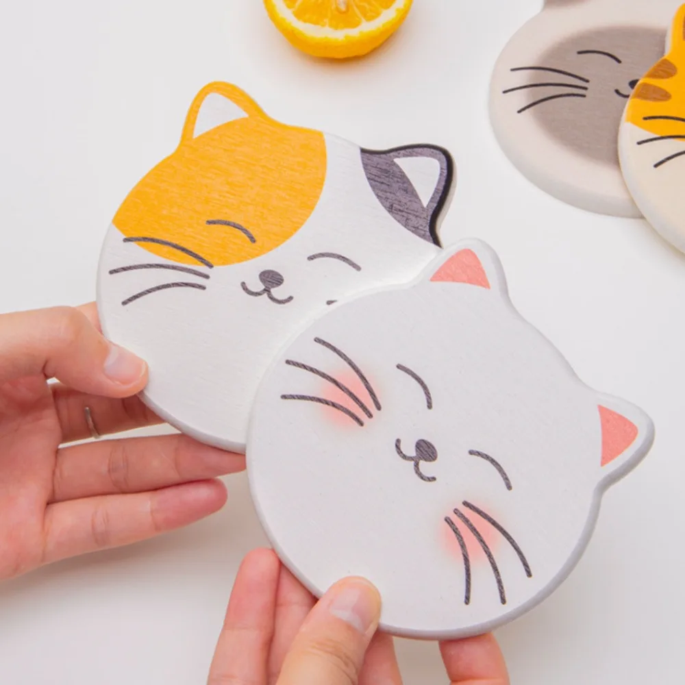 Creative Cute Animal Coaster Diatomite Circular Water Cup Mat Anti Slip Gift Wine Glass Coasters Home Restaurants and Bars