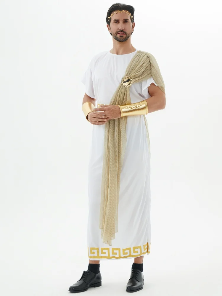 Halloween Cosplay Ancient Greek Gods Zeus Costumes Adult King of Rome Carnival Stage Show Role Play  Party Dress