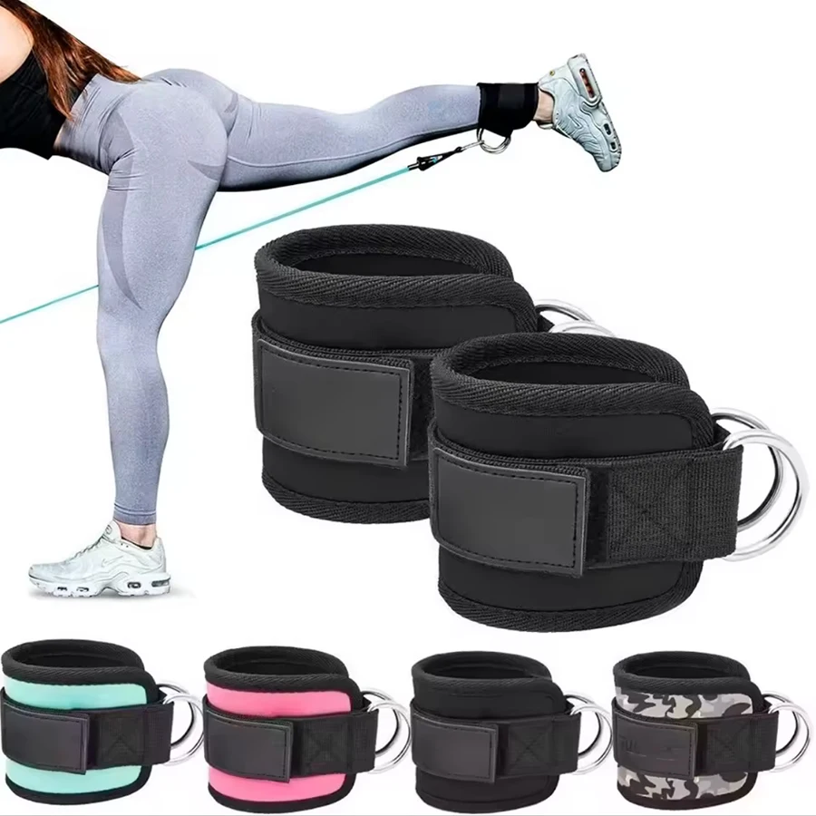 Adjustable Padded Ankle Wrist Cuffs Padded Straps D-Ring Glute Kickback for Cable Machine, Ideal for Glutes Exercises