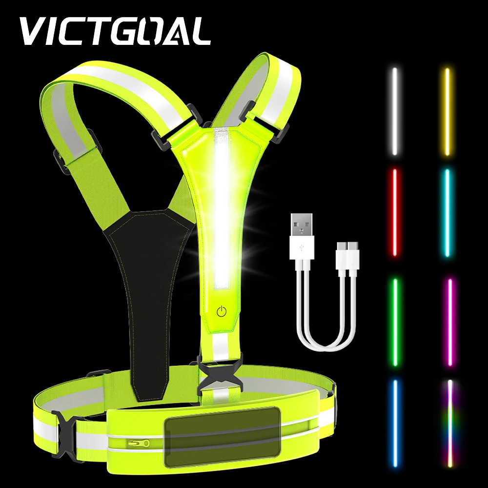 

LED Reflective Vest Cycling Reflective Safety Vest Electric Scooter Flashing Vest USB Rechargeable LED Vest Running Jogging Fish