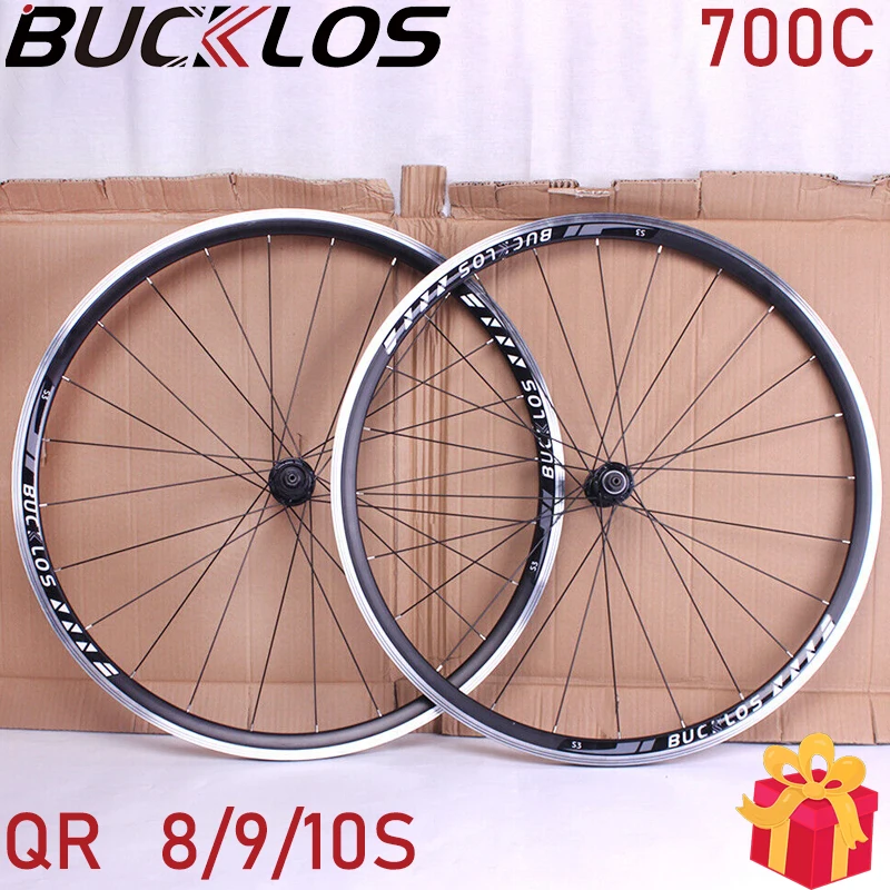 

BUCKLOS Bicycle Wheelset 700c Ultralight Front Rear Bike Wheel Rim Aluminum Alloy Road Bike Wheelset 9*100mm 10*130mm Bike Part