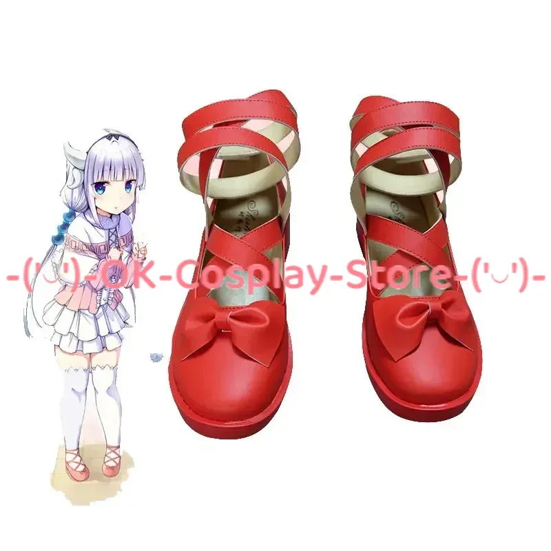 

Kanna Kamui Cosplay Shoes Anime Miss Kobayashi's Dragon Maid Red PU Leather Shoes Halloween Boots Cosplay Prop Custom Made