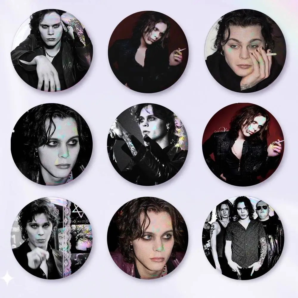 A-HIM Band V-Ville V-Valo 75x75 25x25 Mm Cartoon Round Brooches On Backpack Shirt Accessories Jewelry Badge Gift For Friends
