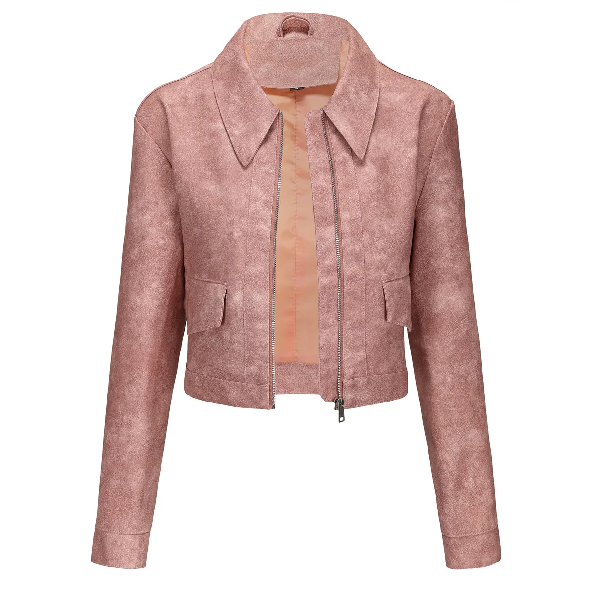 Pink Women's Short Jacket,Single Breasted Lapel PU Coat,Fashion Casual Faux Leather Jackets Tops,Black, Beige, Brown, Coffee