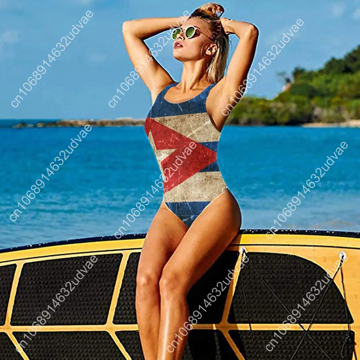 Vintage Aged And Scratched Cuban Flag sexy Bikinis Women Swimsuit Low Waist quick drying Women training Beach wear M3