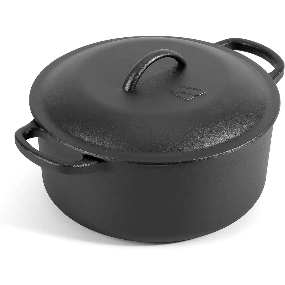 

6 QT BCast Iron Dutch Oven Pot with Lid and Dual Handles, Oven Sae up to 500° Large Cooking Pan,Bread Oven