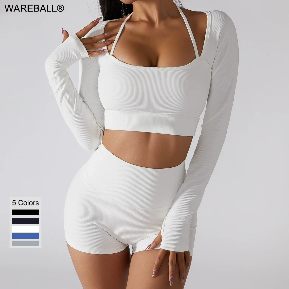 WAREBALL 2/3/7Piece Seamless Yoga Set Women Sports Suits Workout Bra Cropped Sports High Waist Gym Legging Fitness Wear