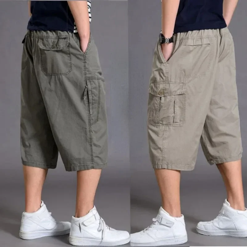 Mens Summer Oversize Fat Cotton Shorts Cargo Short Men Casual Plus Size Cropped Trouser Sport Tactical Baggy Pants Loose 5XL 6XL