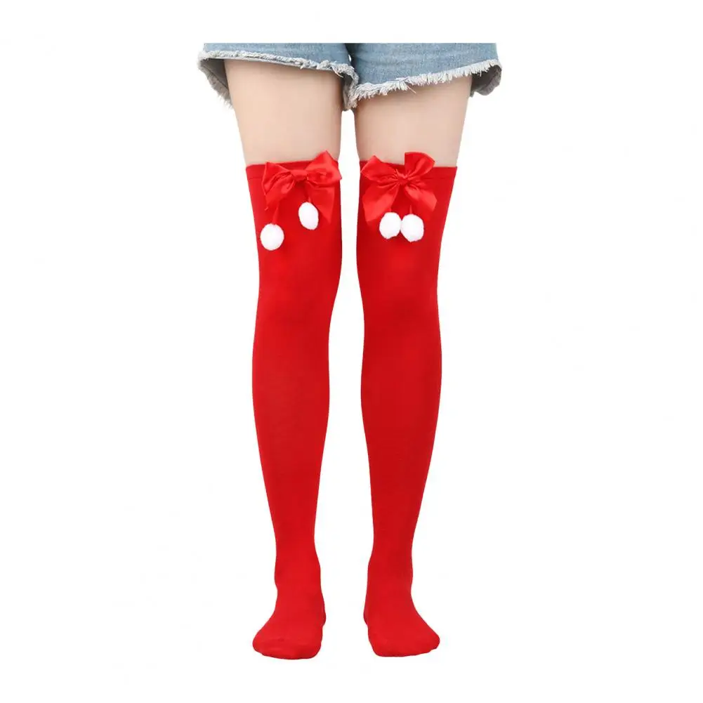 Holiday Stockings Bow-knotted Socks Colorful Retro Christmas Stockings with Anti-slip Design for Cosplay Performances for Dress