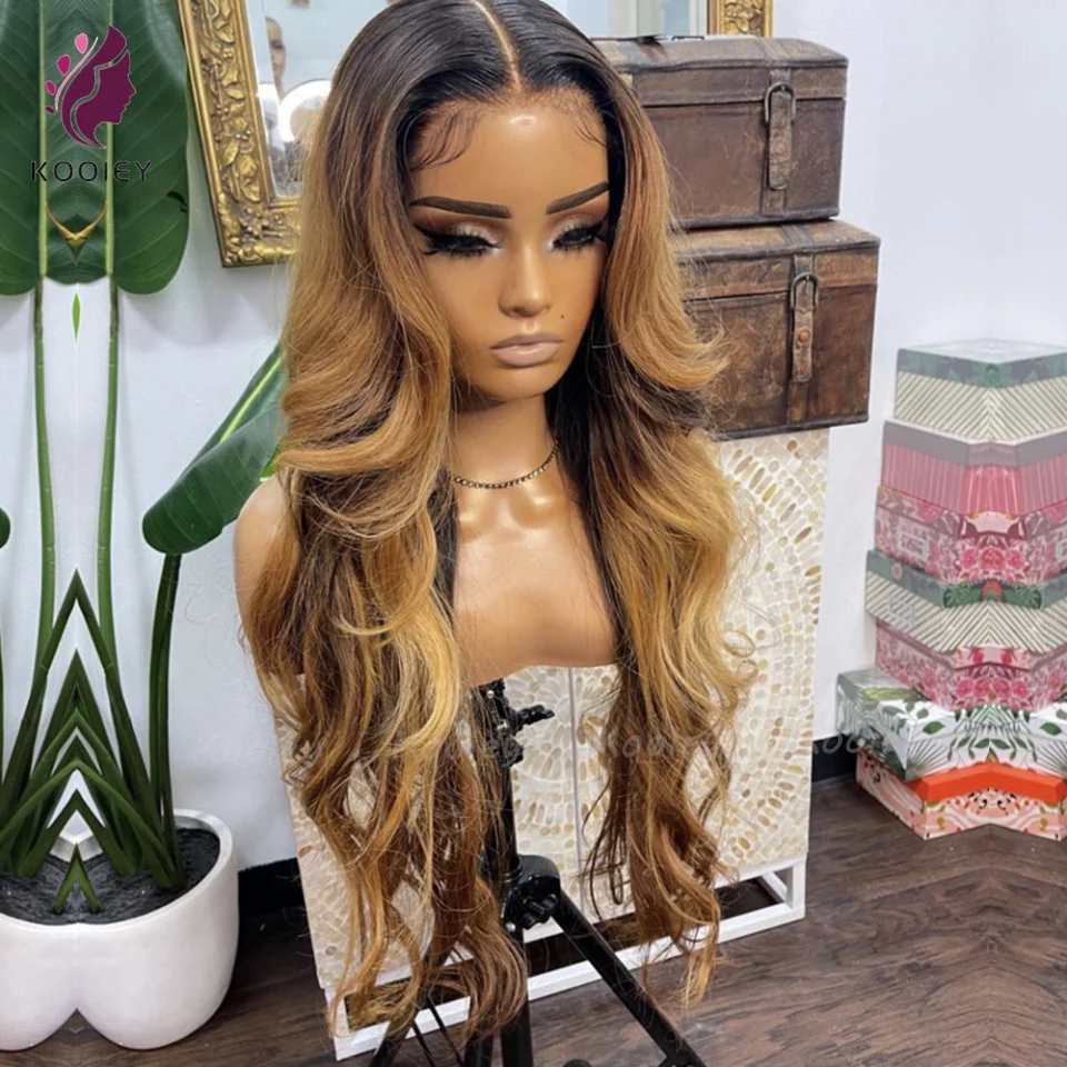 #4/27 Highlight Human Hair Wigs For Women Ombre Body Wave 13x4 Lace Frontal Wigs For Women 5x5 PU Silk Top Human Hair Wigs Remy