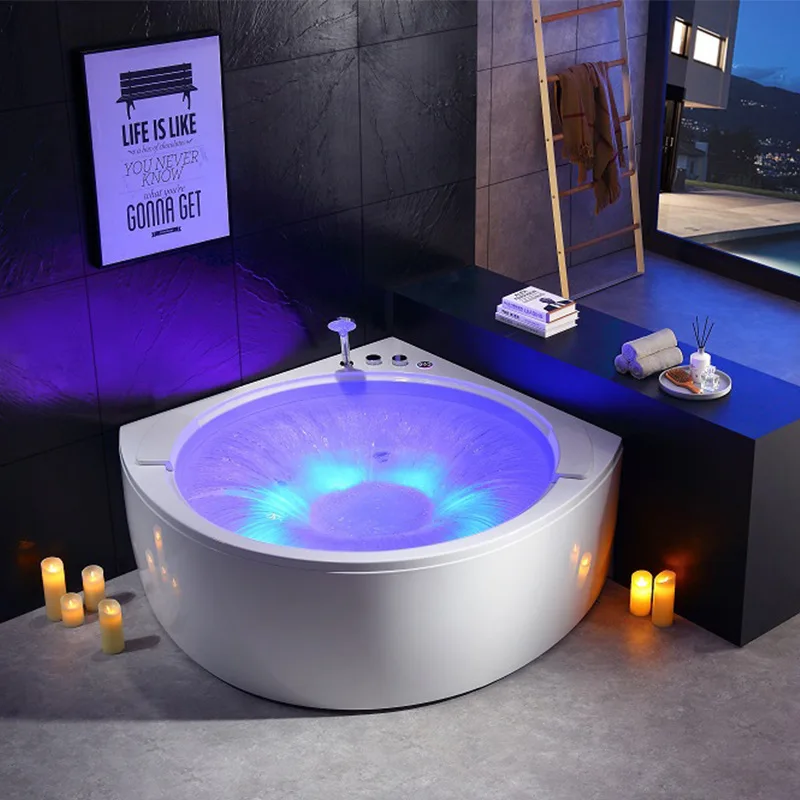 Massage bathtub temperature controlled independent acrylic bathtub hotel home surfing bathtub corner fan deposit