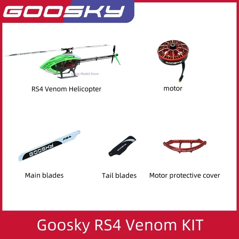 Em estoque Goosky RS4 Venom Legend 6ch 3d Motor sem escova de acionamento direto 380 Classe Flybarless Rc Helicóptero Kit Versão