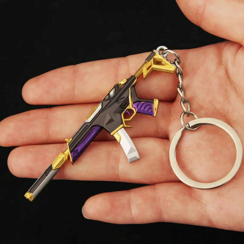 Valorant Keychain Prime Spectre Rifles 8cm Machine Weapon Model Reaver Metal Game Peripheral Samurai Sword Gifts Toys for Boys