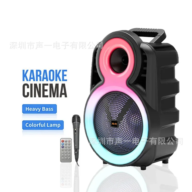 

High Power 8-inch Dual speakers Colorful Subwoofer Outdoor Portable Karaoke system outdoor Bluetooth Speaker HIFI Home Theater