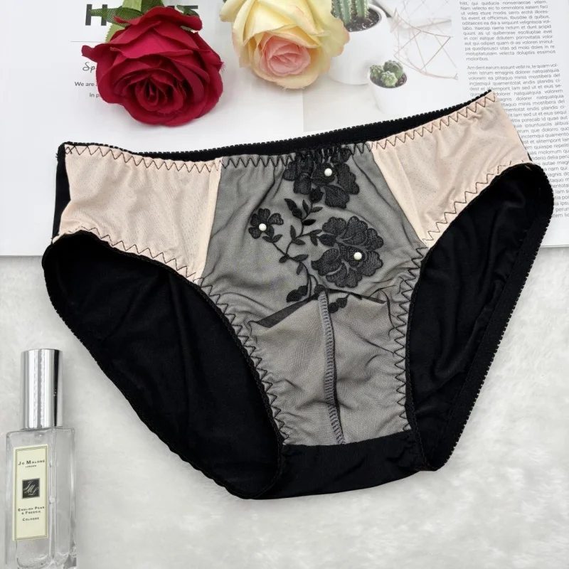 Man's Flower Embroid Doule Layer Panties BF Briefs Live Show Dance Harajuku Thai Private FKK Party Role-play Underpants Panty