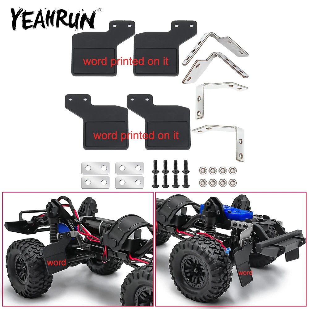 YEAHRUN Rubber Fender Mudguard Mud Flaps Metal Fixing Bracket for TRX-4M Defender 1/18 RC Crawler Car Model Truck Upgrade Parts