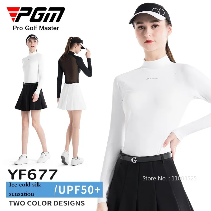 PGM Women Ice Silk Golf Shirt Ladies Sunscreen Long-sleeve Sports Clothing Slim Cooling Anti-UV Tops Breathable Underwear