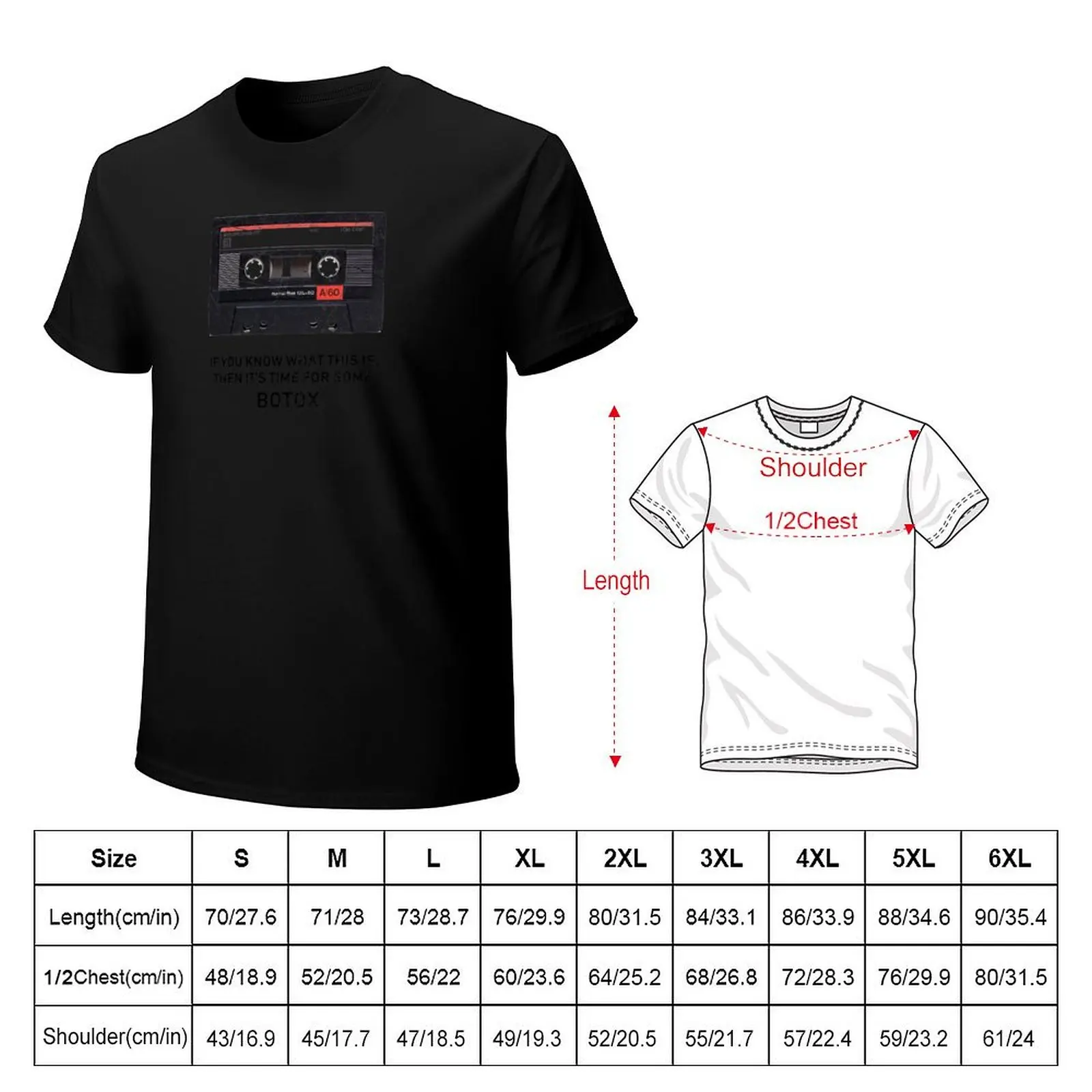 Audio Casette - Time for Botox T-Shirt Minimalist Casual Short Sleeve Top