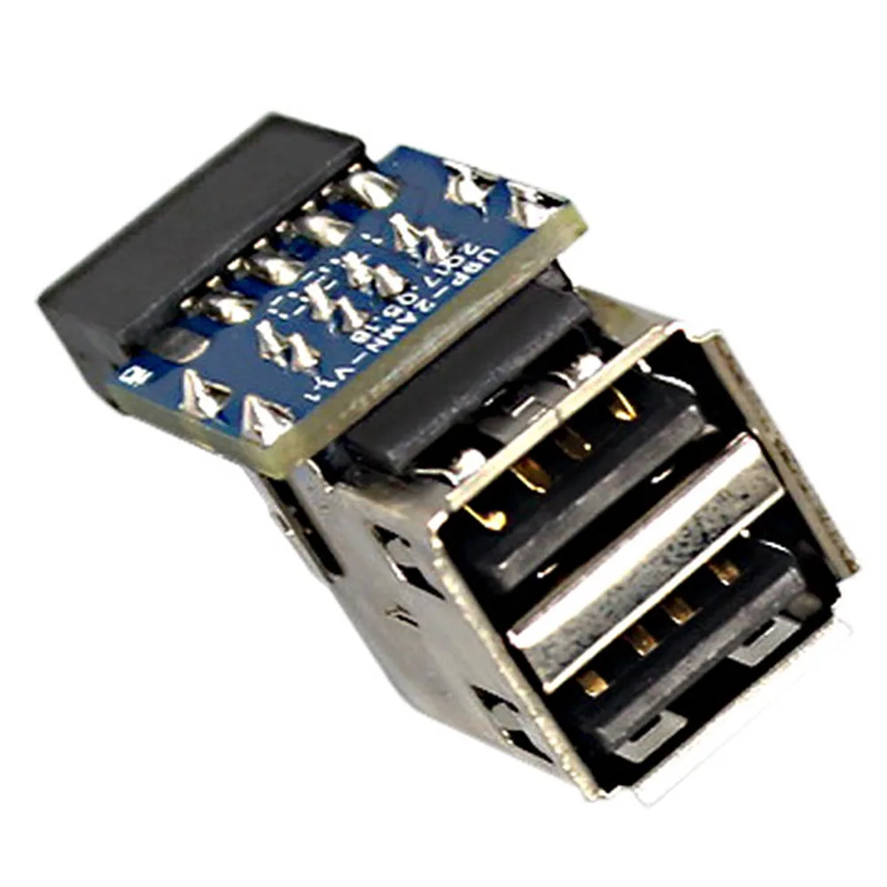 USB 2.0 اللوحة الرئيسية رأس 9pin 10pin اللوحة إلى 2 منافذ USB 2.0 المزدوج USB A 9 دبوس أنثى محول محول