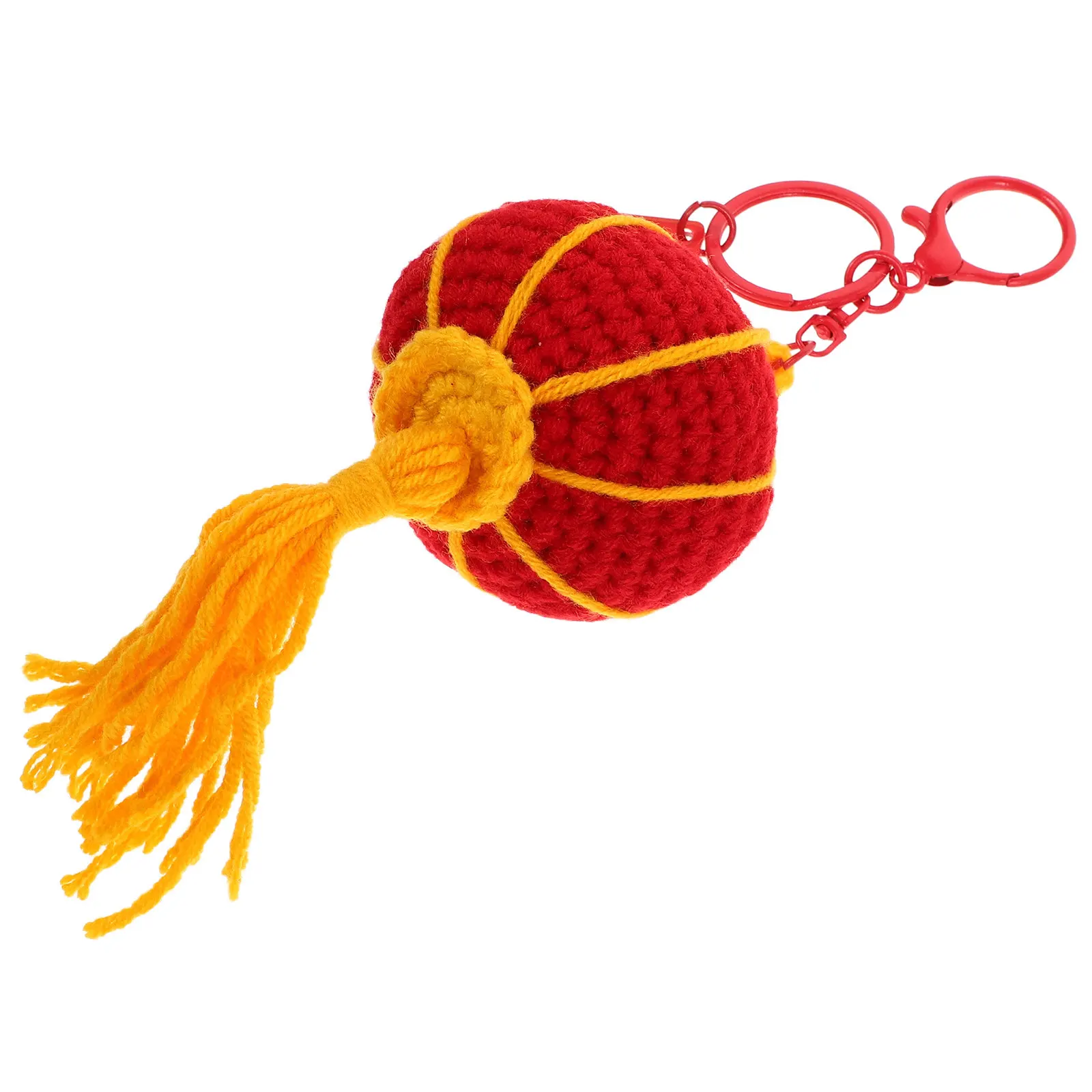 Handmade Crochet Keychain For Keychain For Backpack New Year Decor Red Lantern Tassel Bag Charm Pendant