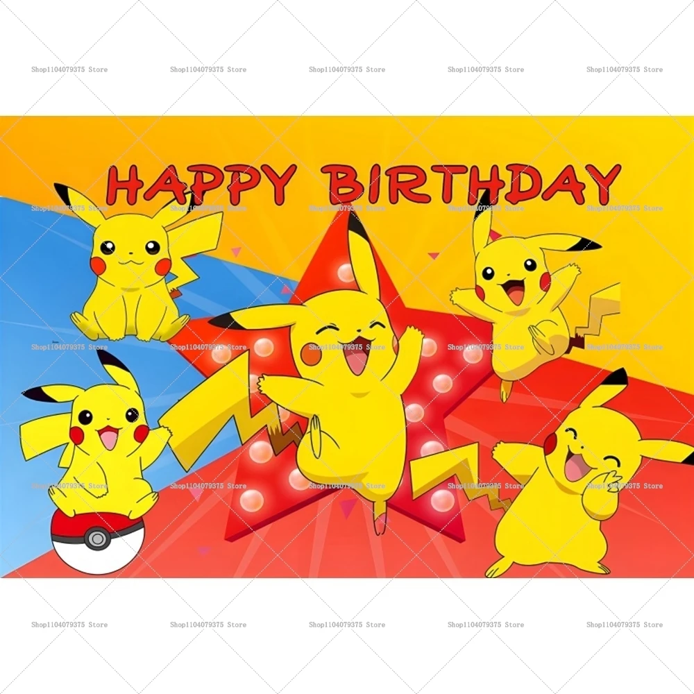 Pokemon Pokémon Backdrop Children Birthday Party Decoration Pikachu Baby Shower Photography Background Photo Banner Props