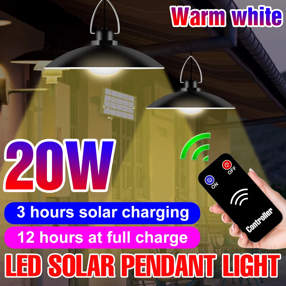 

LED Solar Pendant Light Decoration Outdoor Waterproof Garden Light Sensor Spotlights With Remote Control Chandelier Wall Lamp